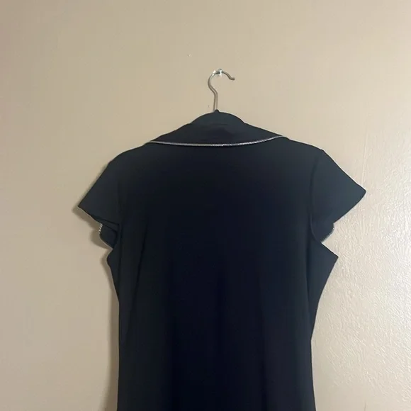 Saint Gil Paris Dress Sz L Ruffle Zipper Detail Feminine Cap Sleeves Sheath - Picture 5 of 8